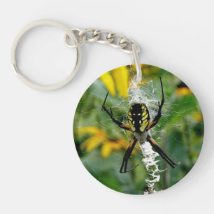 Awesome Photo Orb Spider in Web Keychain