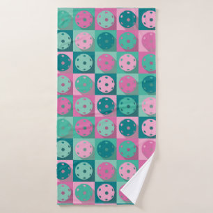 Awesome pickleball bath towel: pink and minty bath towel