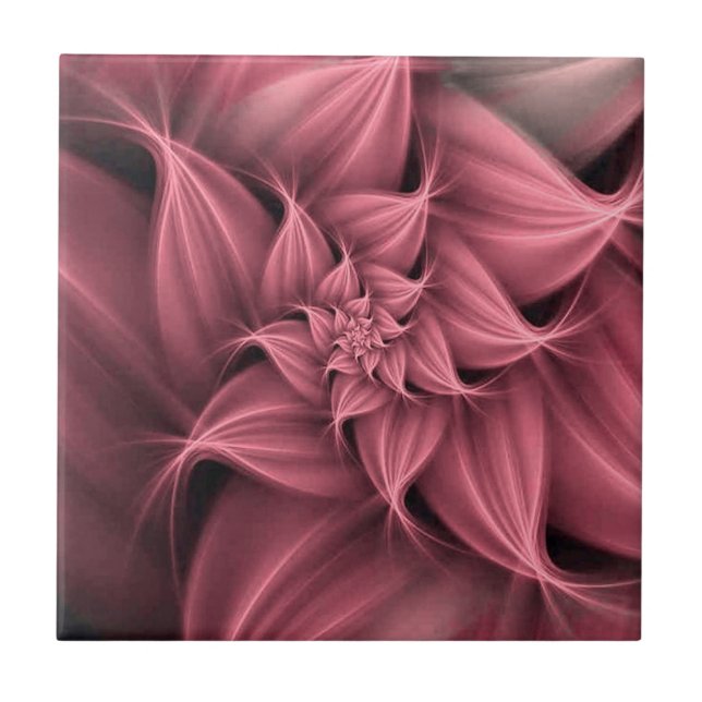 Awesome pink Flower Fractal  Tile (Front)