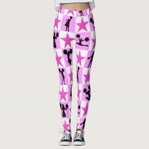 AWESOME PINK STAR CHEERLEADING LEGGINGS