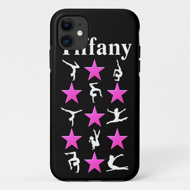 AWESOME PINK STAR PERSONALIZED GYMNAST IPHONE CASE (Back)