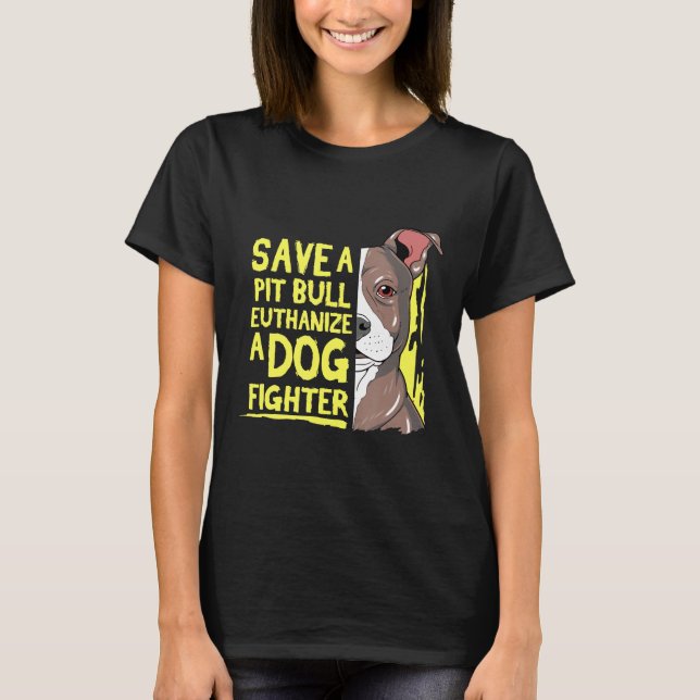 Awesome Pitbull Gif Save A Pit Bull Lover New T-Shirt (Front)