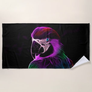 Awesome Plum Glow Parrot Beach Towel