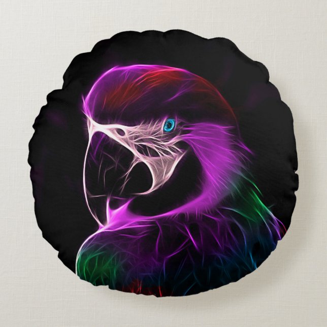 Awesome Plum Glow Parrot Round Pillow (Front)