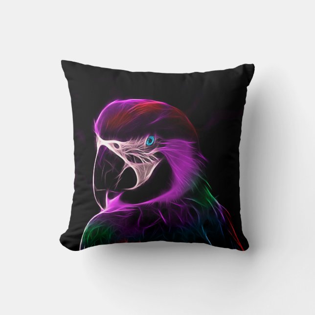 Awesome Plum Glow Parrot Throw Pillow (Front)