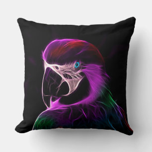Awesome Plum Glow Parrot Throw Pillow