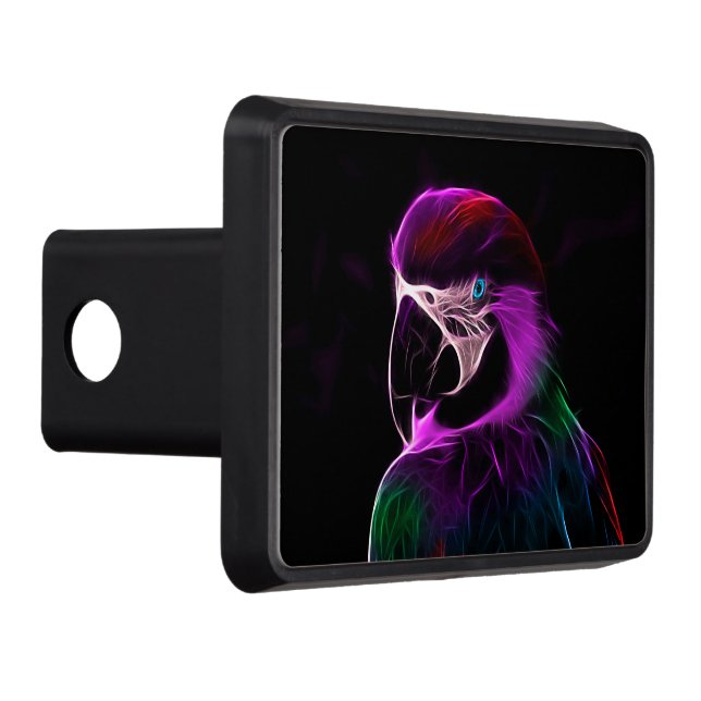 Awesome Plum Glow Parrot Trailer Hitch Cover (Right)