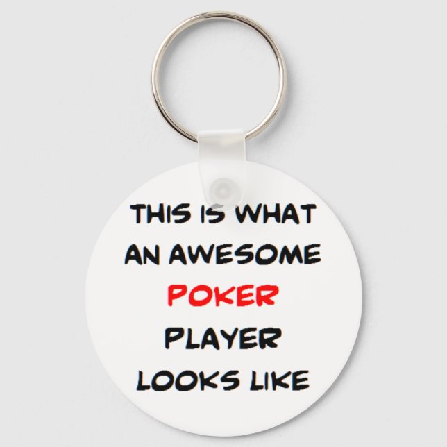 awesome poker player coffee mug keychain (Front)