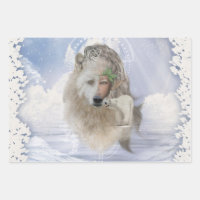 Awesome polarwolf with fairy, polarbear and snow t