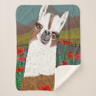 Awesome Poppies and Mama Llama Sherpa Blanket