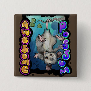 Awesome Possum 2 Inch Square Button
