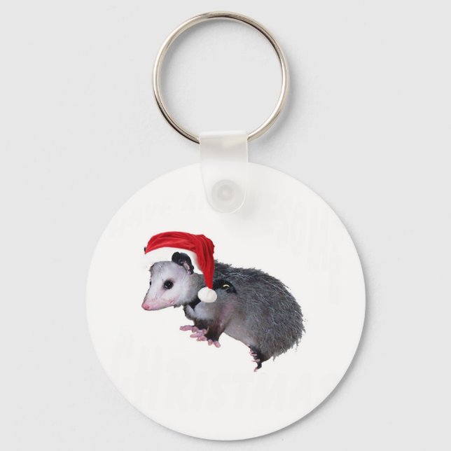 Awesome Possum Christmas Keychain (Front)