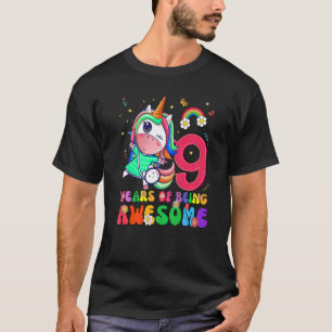 Awesome Princess Unicorn Birthday 9 Year Old Girl  T-Shirt