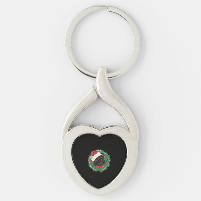 Awesome Pug Christmas Shirt Keychain (Front)
