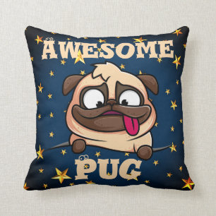 Awesome Pug Throw Pillow