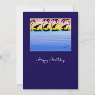 Awesome Purple and Blue Waves Birthday Card