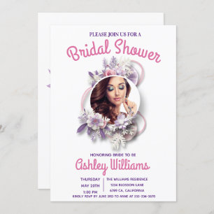Awesome Purple Floral Photo Template Bridal Shower