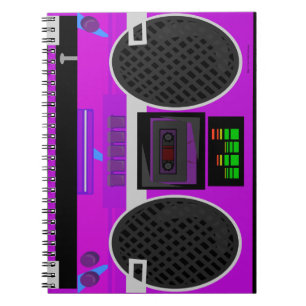 Awesome Purple Illustrated 80s Boombox Notebook