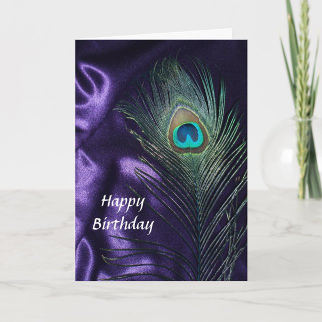 Awesome Purple Peacock Feather Card (Front)