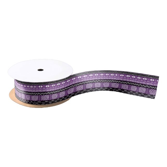 Awesome Purple Tribal Print Satin Ribbon (Spool)