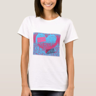 Awesome Retro Colours Love Heart Design T-Shirt
