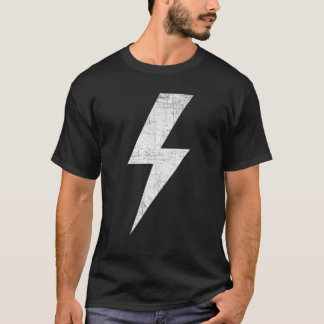 Awesome Retro Distressed WHITE Lightning Bolt T-Shirt