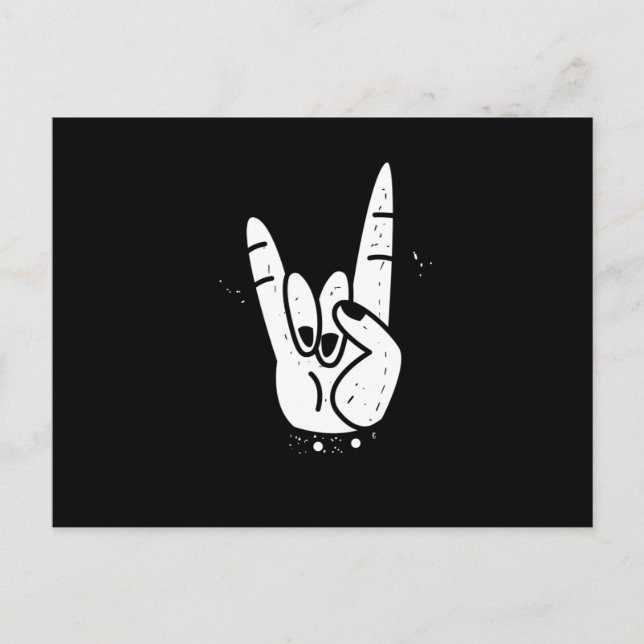Awesome Rock And Roll Hand Sign Distressed Graphic Holiday Postcard (Front)