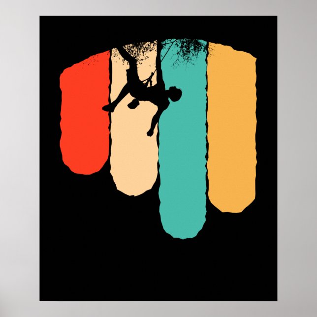 Awesome Rock Climbing Retro Mountain Climber Hiker Poster (Front)