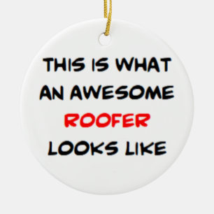 awesome roofer ceramic ornament