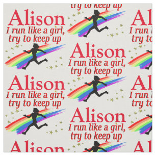 AWESOME RUN LIKE A GIRL PERSONALIZED FABRIC
