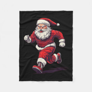 Awesome Running Santa Outfit For Jogging And Xmas Fleece Blanket