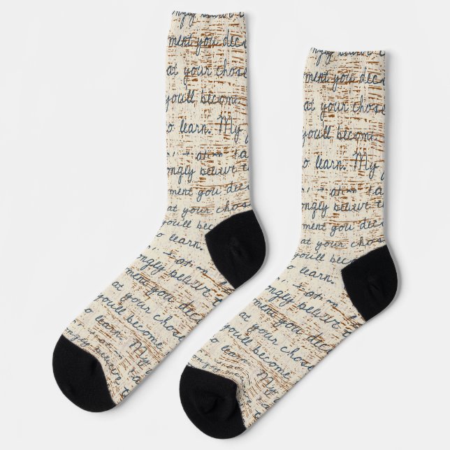 Awesome rustic wood Script text Seamless  Socks (Left)