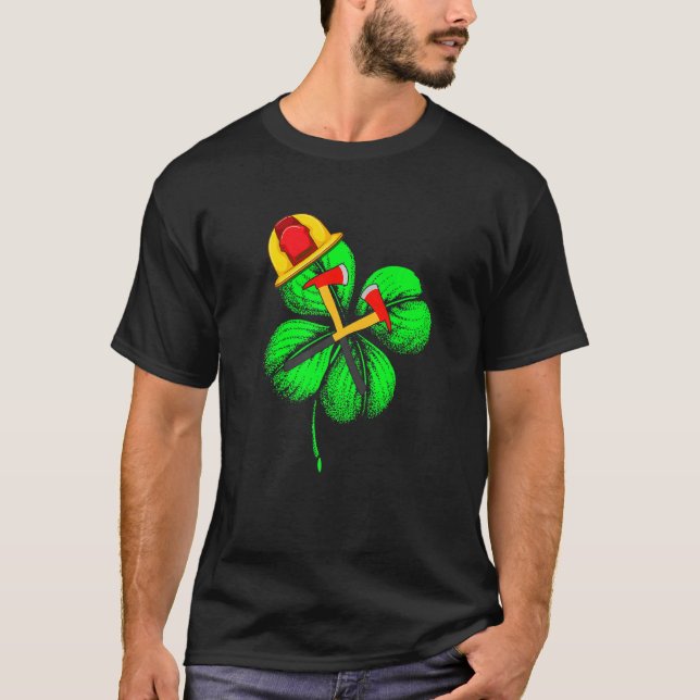 Awesome Saint Patrick S Day Firefighter Shamrock H T-Shirt (Front)