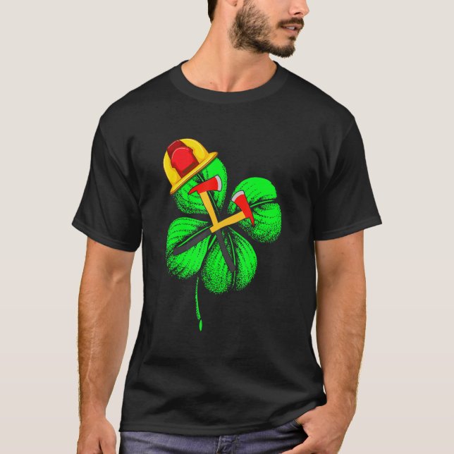 Awesome Saint Patrick S Day Firefighter Shamrock H T-Shirt (Front)