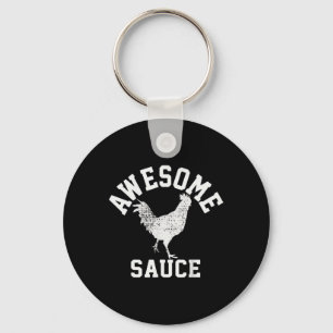 Awesome Sauce Rooster Chicken Keychain