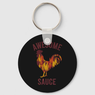 Awesome Sauce Rooster Chicken Sauce Men Women Pet Keychain