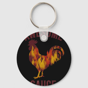 Awesome Sauce Rooster Chicken Sauce Men Women Pet Keychain