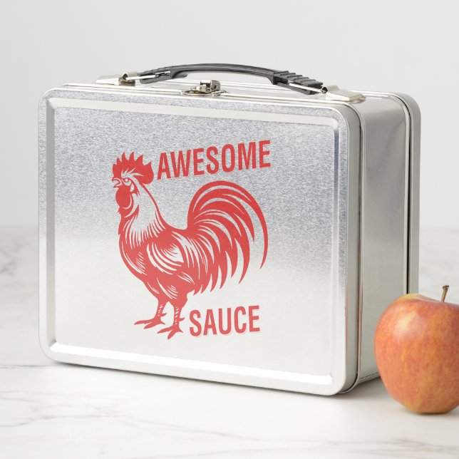 Awesome Sauce Rooster Funny Metal Lunch Box (In Situ)