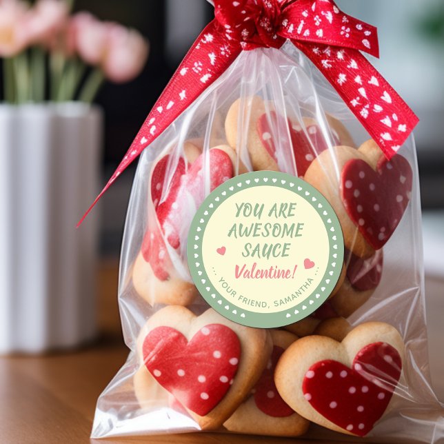 Awesome Sauce Valentine Favour Classic Round Sticker (Awesome Sauce Valentine Favor Classic Round Sticker)