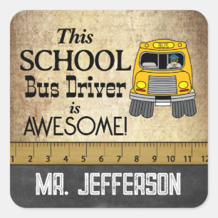 Awesome School Bus Driver    Vintage Square Sticker