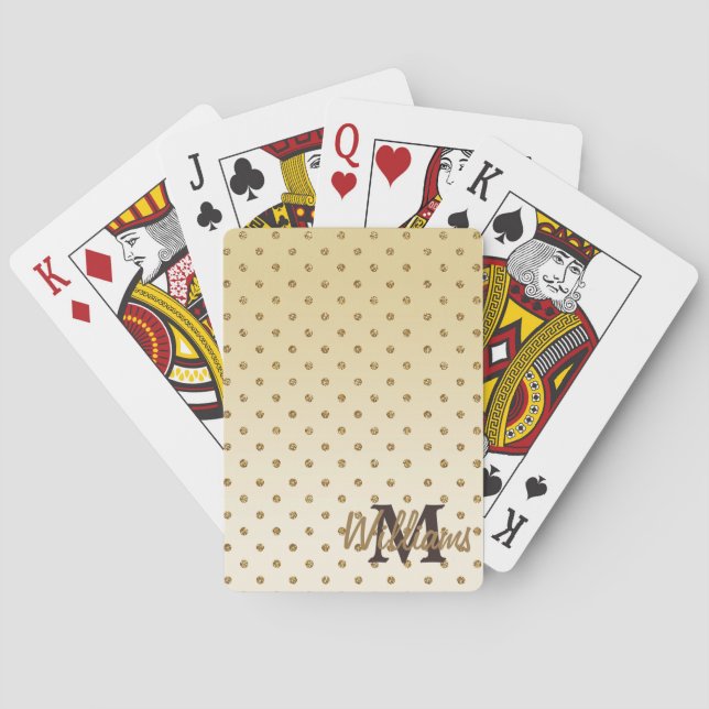 Awesome shining faux glitter gold polka dots playing cards (Back)