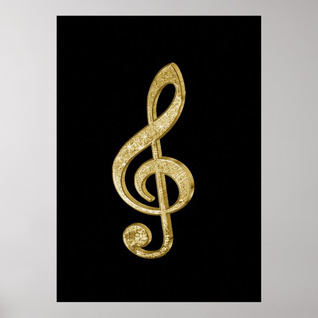 Awesome shining gold bar effects treble clef music poster (Front)