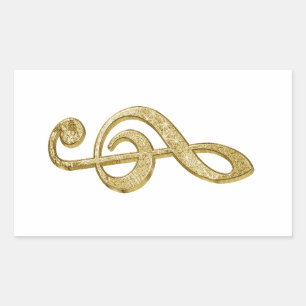 Awesome shining gold bar effects treble clef music sticker