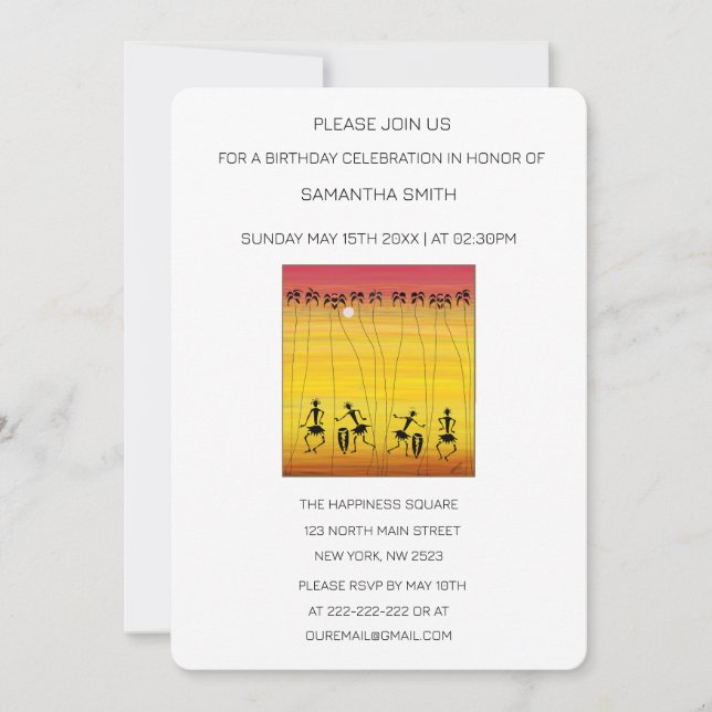 Awesome Silhouette Dancers Birthday Invitation (Front)