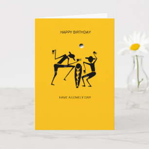 Awesome Silhouette Dancers Orange Birthday Card