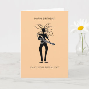 Awesome Silhouette Guitarist  Birthday Card