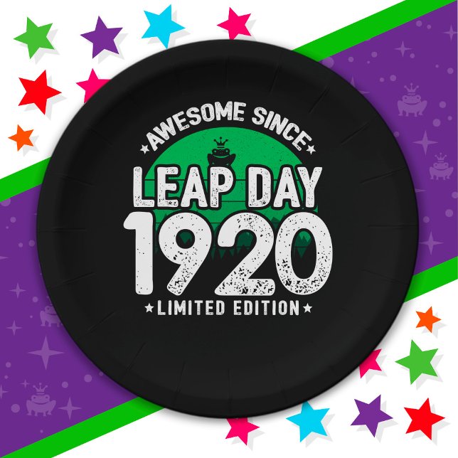 Awesome Since 1920 Leap Year Day Feb 29 Birthday Paper Plate (Creator Uploaded)