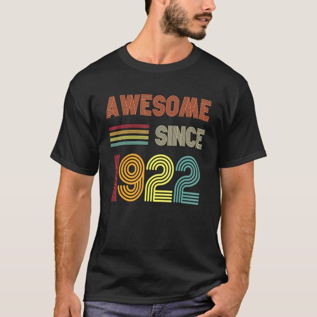Awesome Since 1922 100th Birthday Retro T-Shirt (Front)