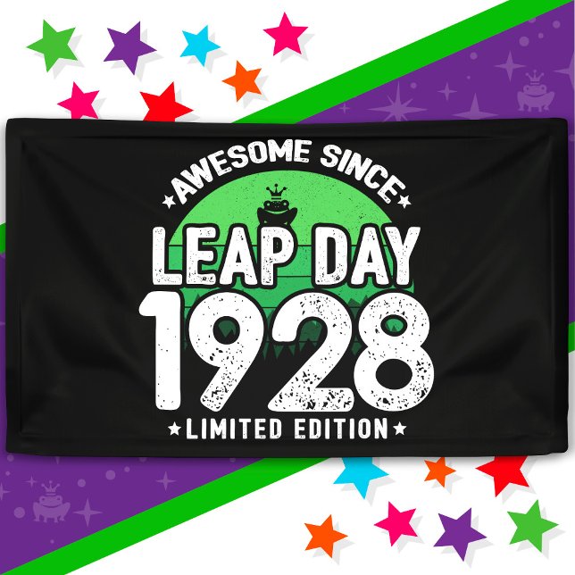 Awesome Since 1928 Leap Year Day Feb 29 Birthday Banner (Creator Uploaded)