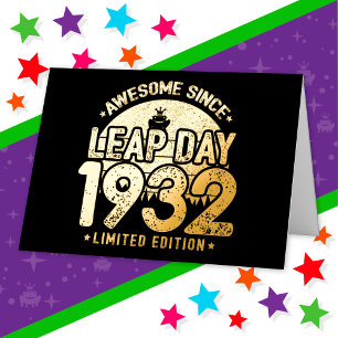 Awesome Since 1932 Leap Year Day Feb 29 Birthday Foil Greeting Card